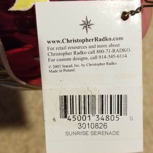 RARE VINTAGE CHRISTOPHER RADKO SUNRISE SERENADE DOUBLE REFLECTOR INDENT ORNAMENT - Picture 8 of 11